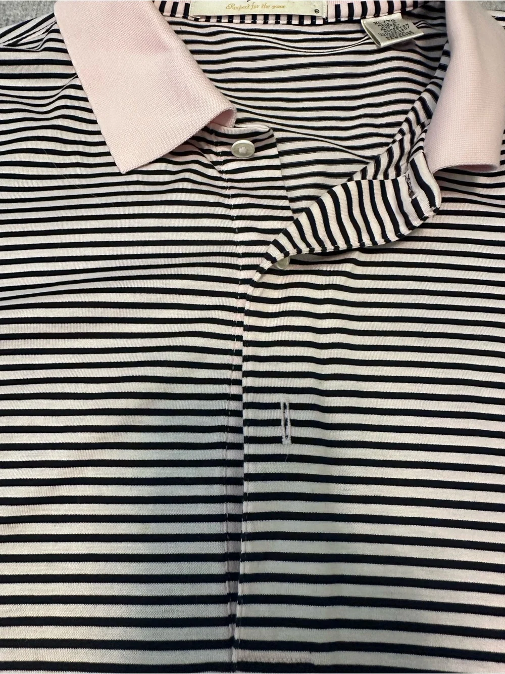 Fairway & Greene Men’s Golf Polo Pink & Navy Stripe Size XL Preppy Quiet Luxury